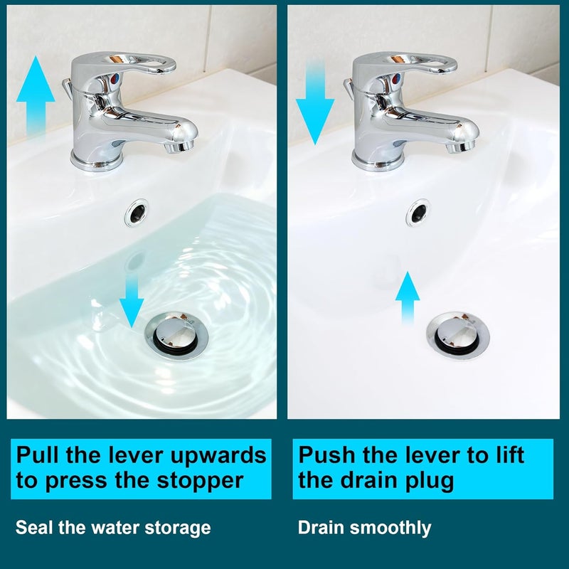 FullMayPro Bathroom Sink Pop-Up Stoppers Compatible with Moen 88994, Chrome Bathroom Sink Drain Plunger,4-7/8 High, 1-1/4 Cap Dia,with 1 Mounting Hole and Sealing Gasket,Not Universal(3 Pack) - Image 5