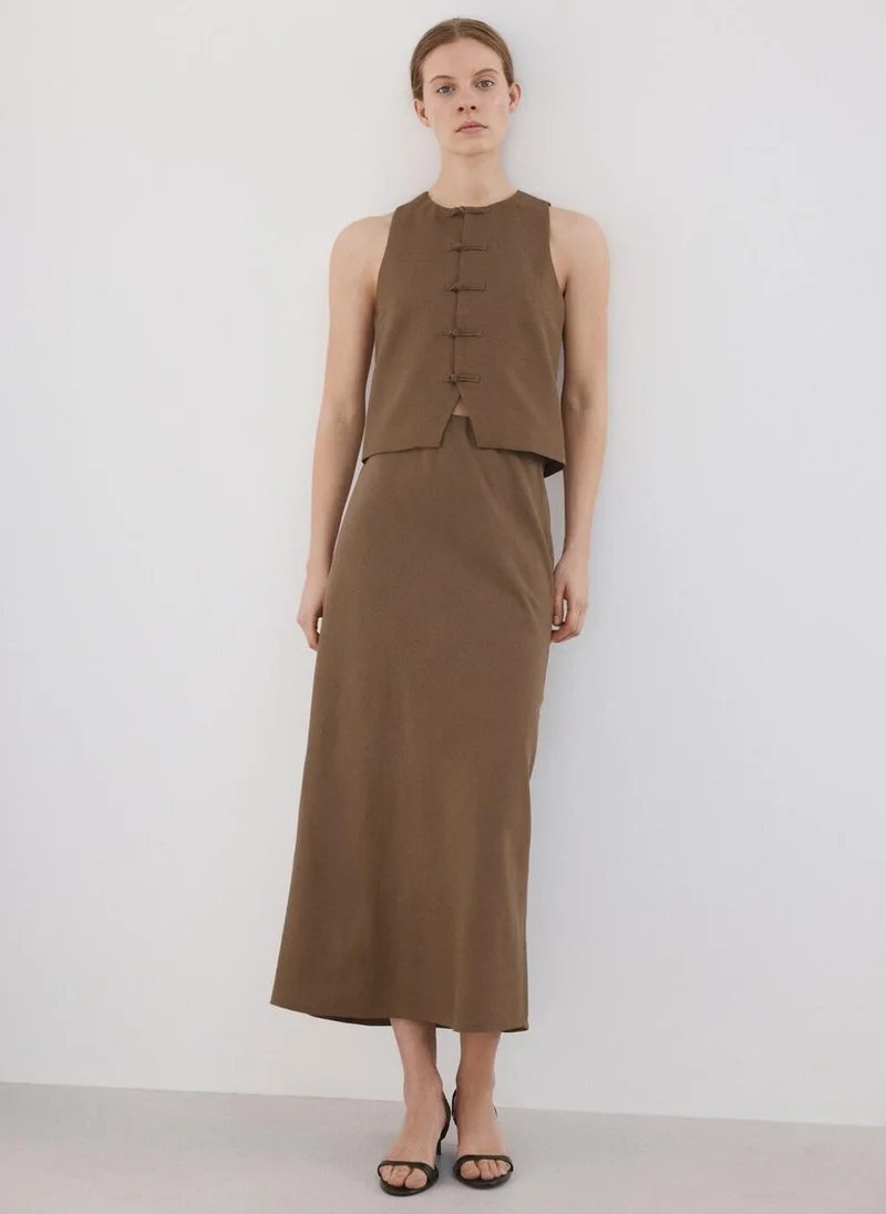 Mango  Linen Toggle Waistcoat for Women | Best Price UAE