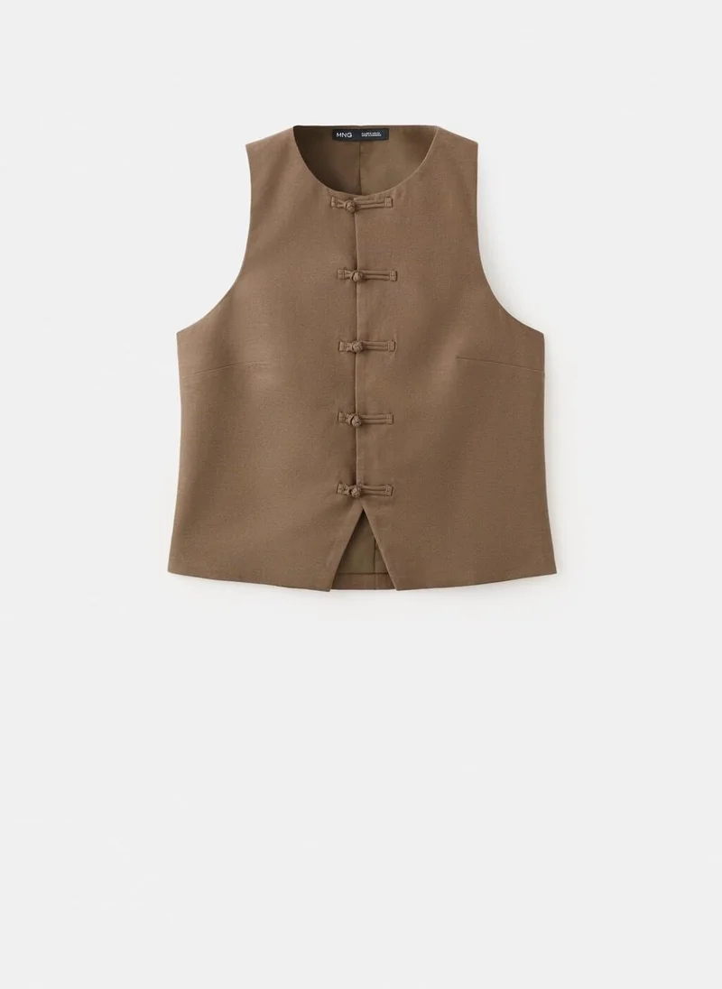 Mango  Linen Toggle Waistcoat for Women | Best Price UAE