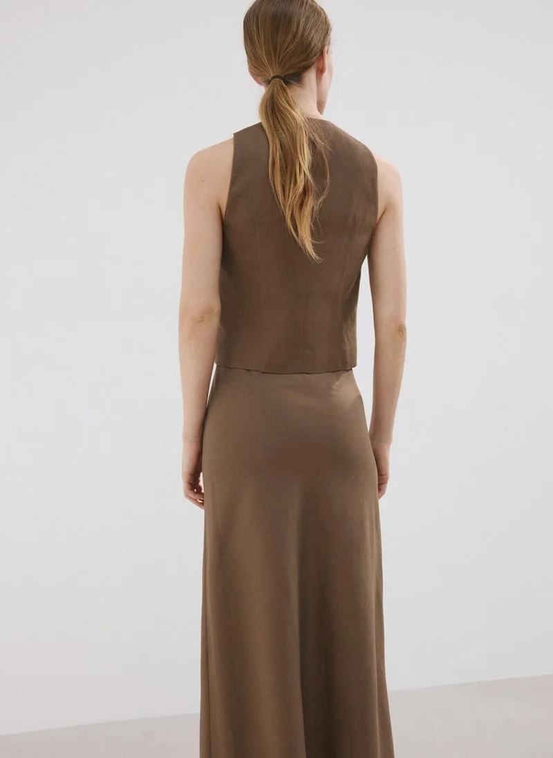 MANGO Linen Toggle Waistcoat