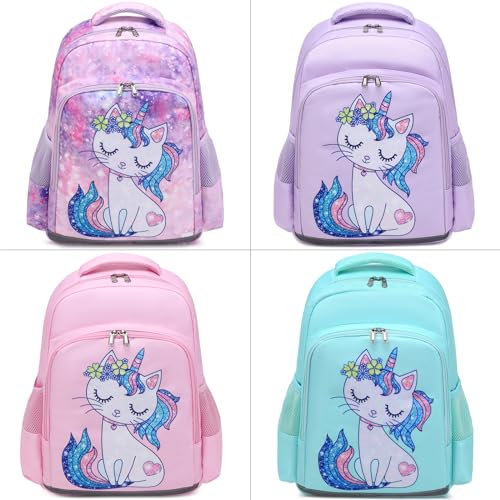 JIANYA Backpack for Girls, Unicorn Kids School Bag Preschool Kindergarten Girls Backpack with Lunch Box & Chest Strap - Image 4