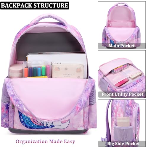 JIANYA Backpack for Girls, Unicorn Kids School Bag Preschool Kindergarten Girls Backpack with Lunch Box & Chest Strap - Image 3