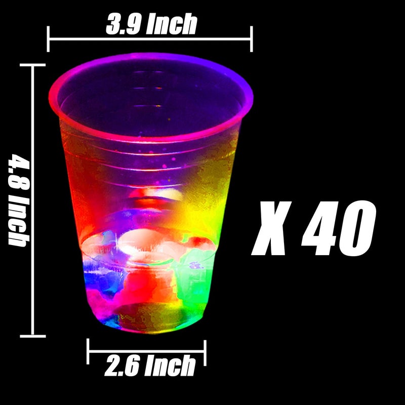 mishunyus 40 Pcs 16oz Glow Party Cups for Indoor Outdoor Party Event Fun, Flashing Color Light Up Cups for Night Event Favor Decorations Supplies Glow Cups Party Pack with Funny Stickers - Image 4
