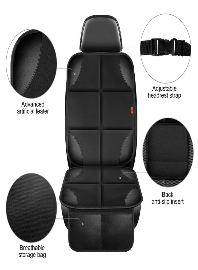 XHYANG Car Seat Protector 1 Pack Car Seat Cushion Mat Thickest Padding,Waterproof 600D Fabric Car Seat Covers for Non-Slip Backing Mesh Pockets for Baby and Pet (Black, 1 Pc) - Image 2