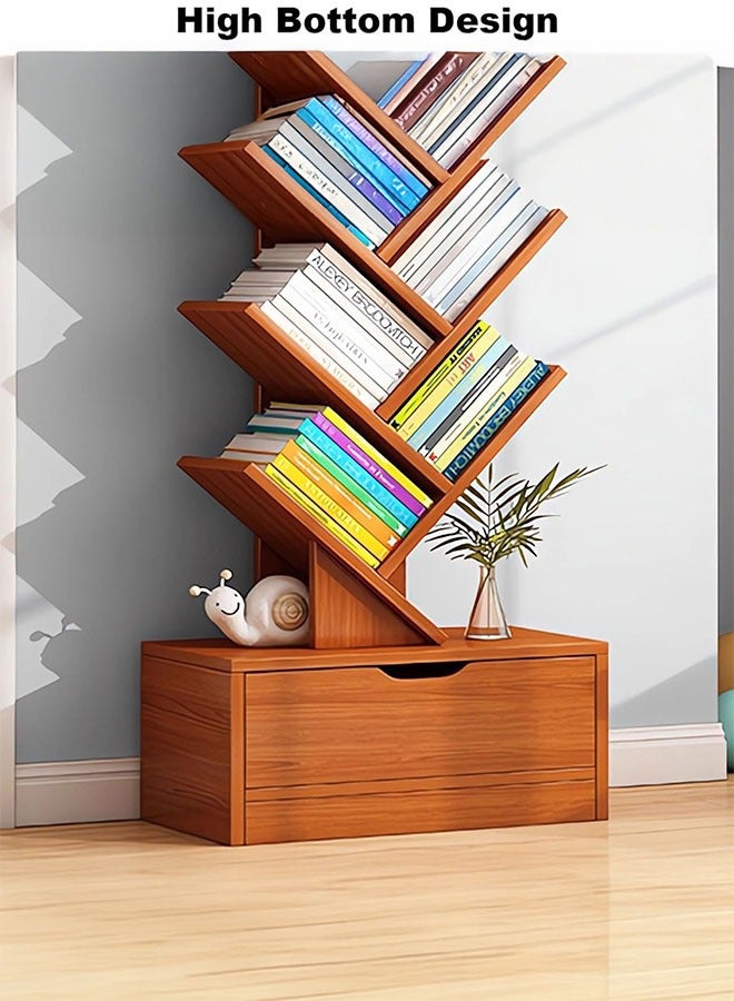 جوميلا رفوف كتب شجرة بطبقات 10، مع 10 رفوف درج، تخزين كتب حديث، رفوف تنظيمية قائمة ذاتياً (بني داكن، 38 عمق × 22 عرض × 149 ارتفاع سنتيمتر) - Image 4