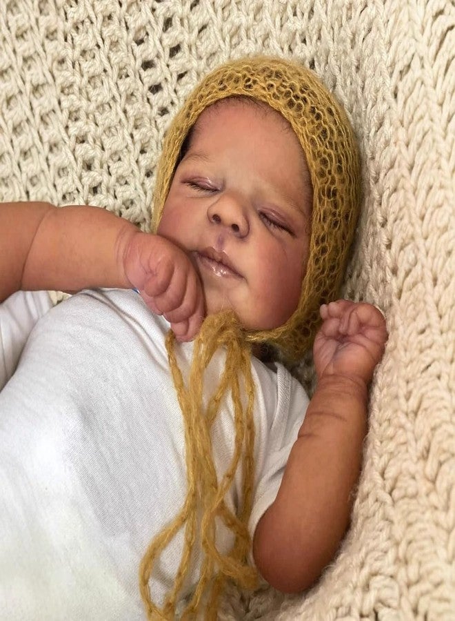 GYCV Reborn Baby Dolls Black Boy Lifelike Soft Silicone Baby Doll Realistic Sleeping Black Real Life Baby Dolls Newborn 19 Inch African American Reborn Doll with Accessories Gift Toys for Kids 3+ - Image 3
