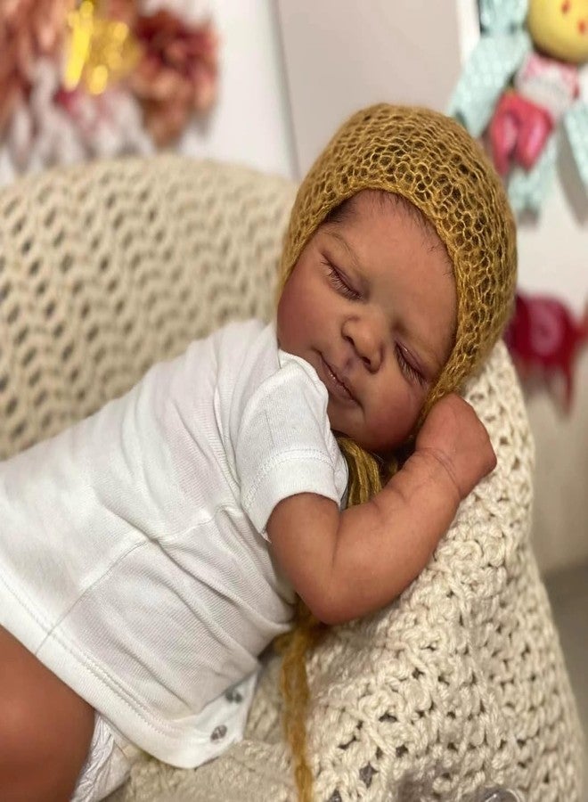 GYCV Reborn Baby Dolls Black Boy Lifelike Soft Silicone Baby Doll Realistic Sleeping Black Real Life Baby Dolls Newborn 19 Inch African American Reborn Doll with Accessories Gift Toys for Kids 3+ - Image 5