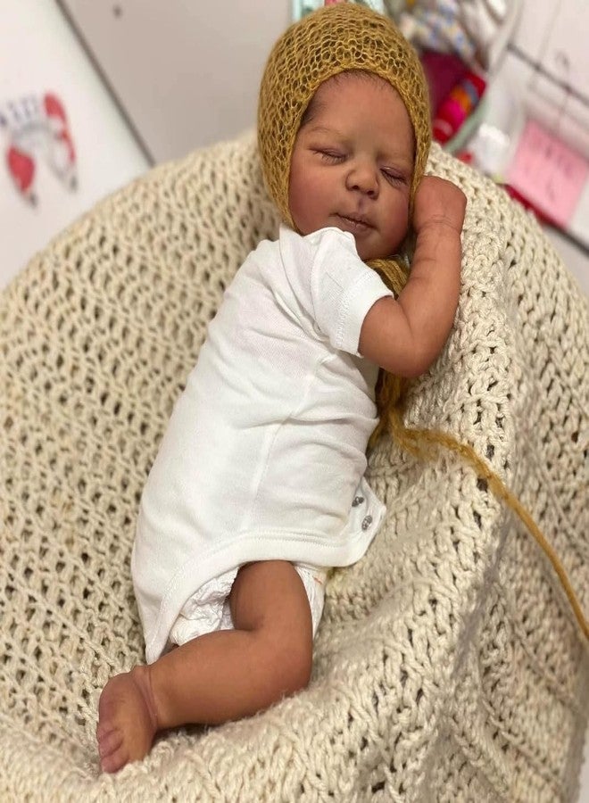 GYCV Reborn Baby Dolls Black Boy Lifelike Soft Silicone Baby Doll Realistic Sleeping Black Real Life Baby Dolls Newborn 19 Inch African American Reborn Doll with Accessories Gift Toys for Kids 3+ - Image 4