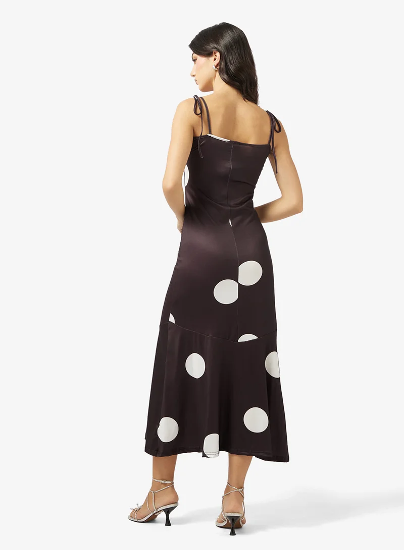Ginger Strappy Polka Dot A Line Dress
