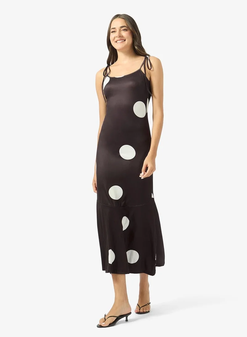 Ginger Strappy Polka Dot A Line Dress