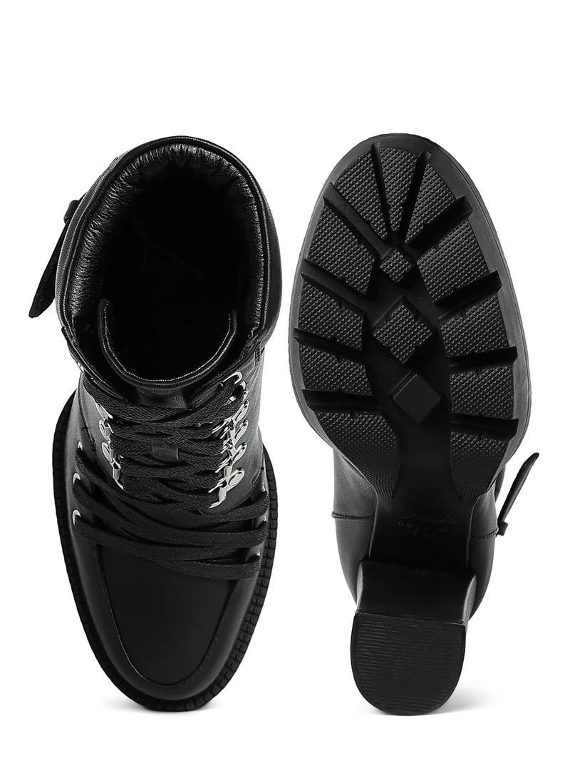 London Rag Lace up Combat Boots in Black