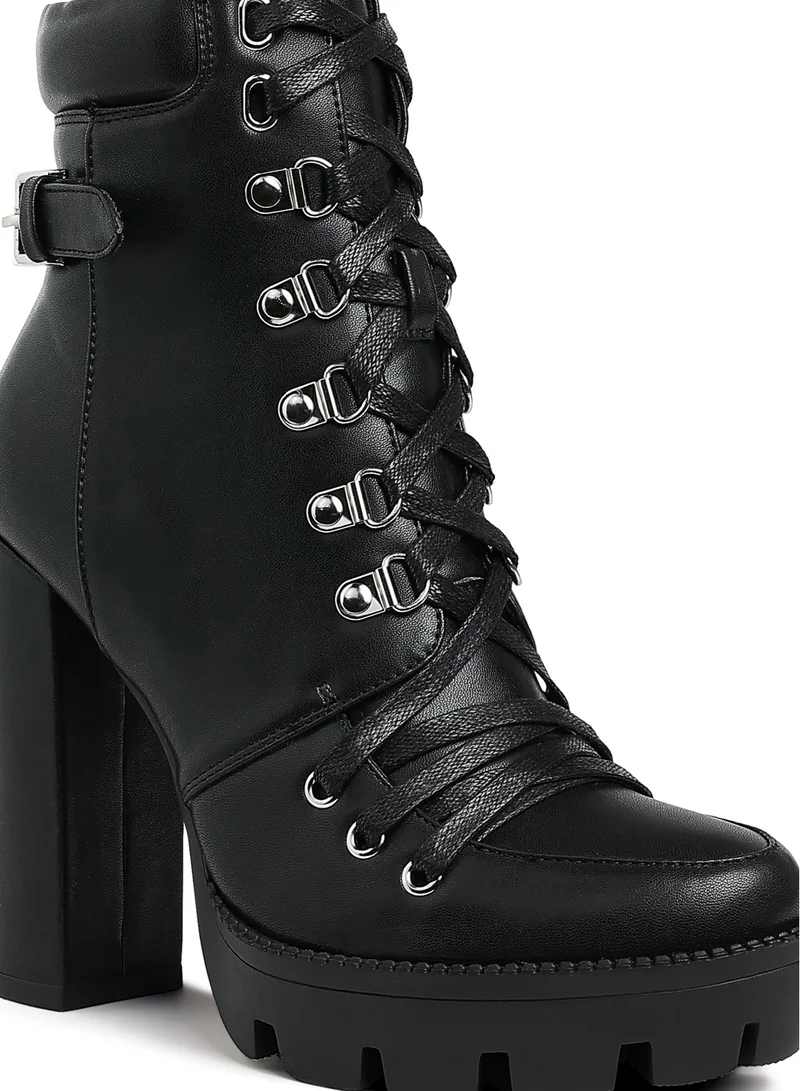 London Rag Lace up Combat Boots in Black