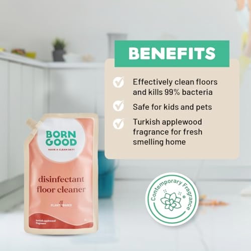 Born Good Natural Floor Cleaner | 1000ml | Turkish Applewood Fragrance | Kid & Pet Safe | Tough on Germs & Dirt | Plant-Based, Biodegradable, Non-Toxic, Eco-Friendly | Safe for expensive flooring - Image 2