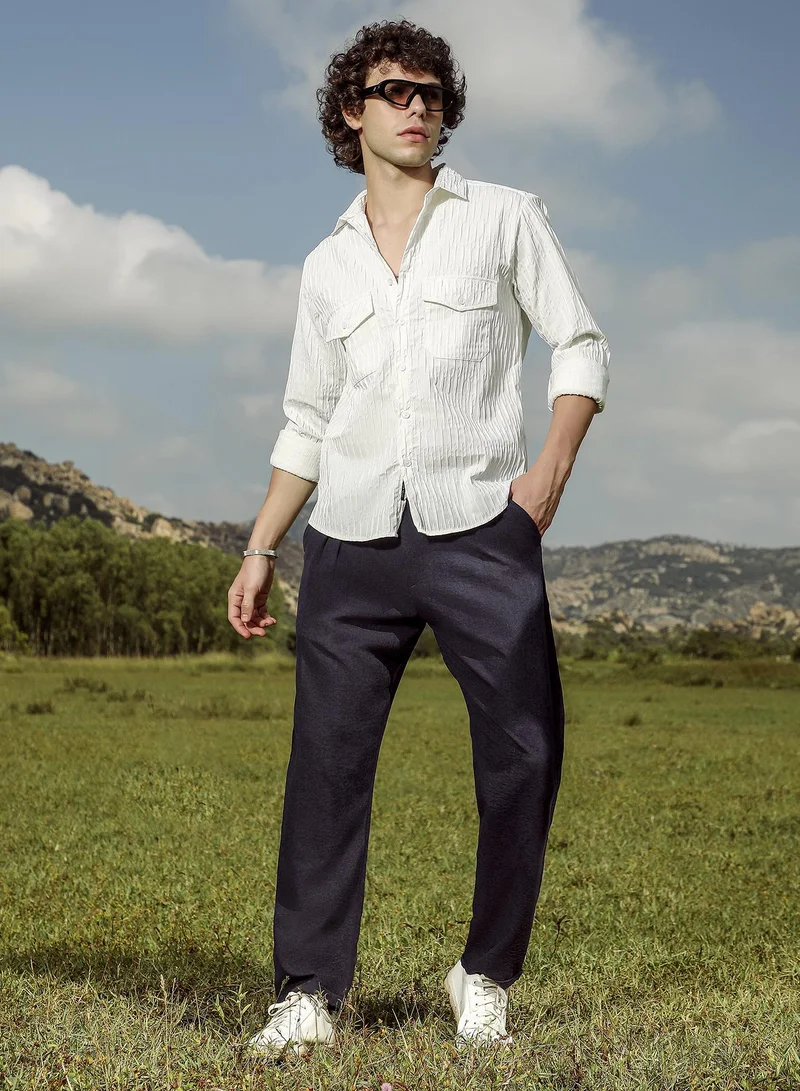 كامبوس سوترا Men's Daisy White Crimp-Tactile Utility Shirt
