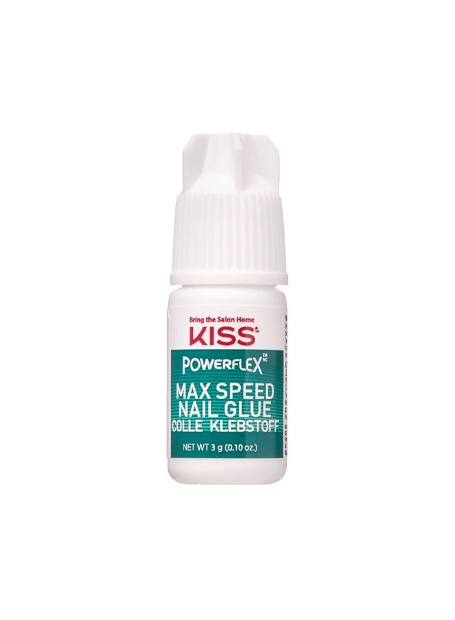 KISS PowerFlex Maximum Speed Nail Glue for Press On Nails, Super Strength Flex Formula Nail Adhesive, Includes One Bottle 3g (0.10 oz.) with Twist-Off Cap & Nozzle Tip Squeeze Applicator - Image 1