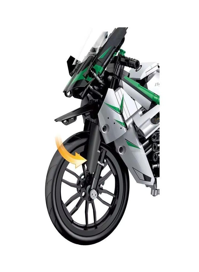 مجموعة مكعبات بناء دراجة نارية سباق من CIRBOX Technic – 589 قطعة، طقم نموذج دراجة موتوكروس يمكنك تركيبه بنفسك | لعبة بناء STEM للأطفال والكبار (من عمر 6 سنوات فما فوق) - Image 4