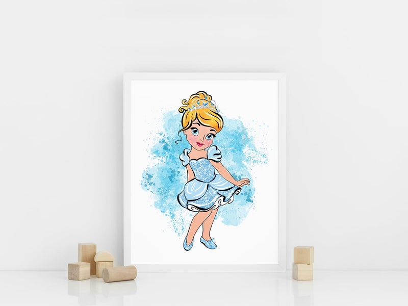 NistioÂ® Baby Princess Posters for Girls Room Decor, Nursery Art Featuring Cinderella, Ariel, and Belle, Princess Wall Art for Kids, Unframed Set of 8 (8x10) - Image 5