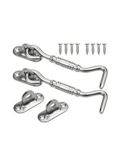 Y&D SYOSI Gate Hook Eye Latch, 2 Pcs 4 Inch Barn Door Lock and Stainless Steel Swivel Window Lock, Brace Silent Holder with Mounting Screws for Garage, Garden Gates, Closet Shed  - Image 1
