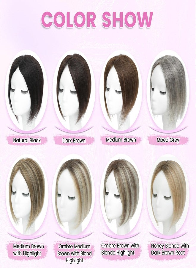 يامي وصلات شعر YAMI للنساء، وصلة شعر بشري كثيفة، 10 بوصات، مصنوعة يدوياً، قاعدة سويسرية، تغطي تساقط الشعر بزاوية 360 درجة (بني أومبري مع خصلات شقراء). - Image 5