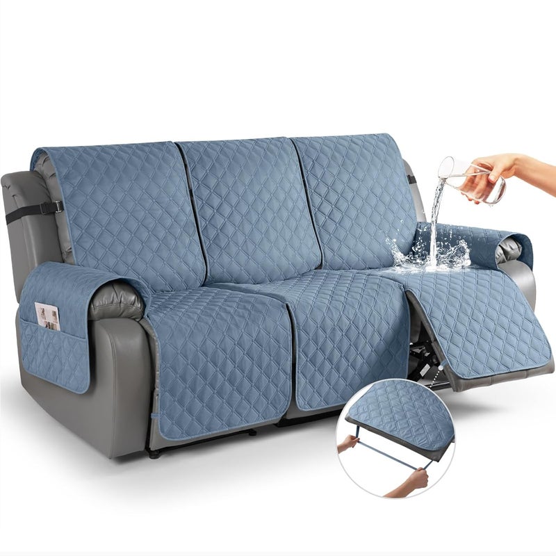 TAOCOCO TAOCOCO 100 Waterproof Recliner Covers Recliner Sofa Covers with Leg Straps Reversible Recliner Couch Cover for Reclining Chair Washable Couch Protector for Pets Kids3 Seater Sky Blue 