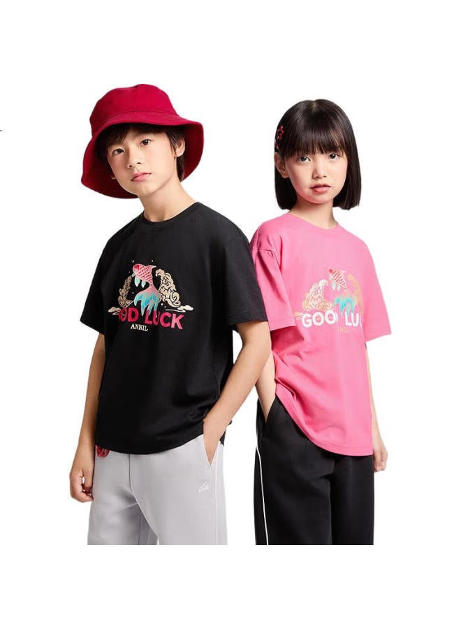 Annil Kids' Round Neck Short Sleeve T-Shirt Summer New Pure Cotton Sports Leisure Quick-Drying Breathable - Image 3