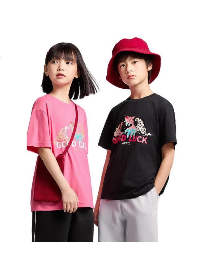 Annil Kids' Round Neck Short Sleeve T-Shirt Summer New Pure Cotton Sports Leisure Quick-Drying Breathable - Image 1
