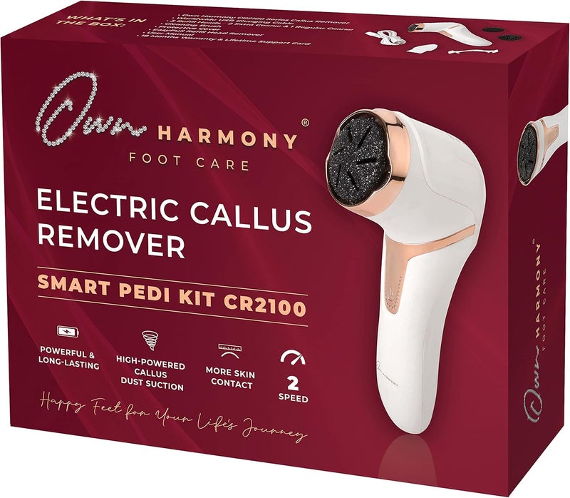 Own Harmony Electric Hard Skin Remover with Vacuum Absorption- Professional Pedicure Tools for Pedi Callus Foot Care - 3 Rollers Electronic Feet File CR2100 - Best for Dry, Cracked Heels (USB Cord) - Image 1