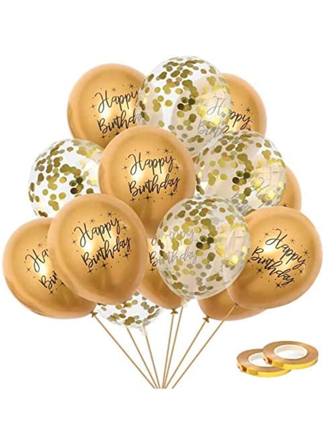 Party Time 5Pcs 12 Gold Premium Thicken Latex Shiny Chrome Balloon And 5Pcs 12 Gold Confetti Balloons For Birthday Wedding Prom Carnival Christmas Graduation Party Decoration - Image 1