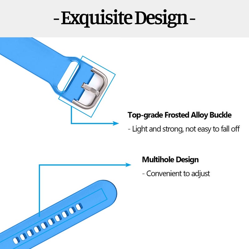 Wonlex Universal Silicone Watch Band Replacement, 20mm Soft Straps Compatible with Gizmo Watch/Samsung Galaxy Watch Active/42mm/Gear Sport/HUAWEI Watch/TicWatch Bands(Blue) - Image 3