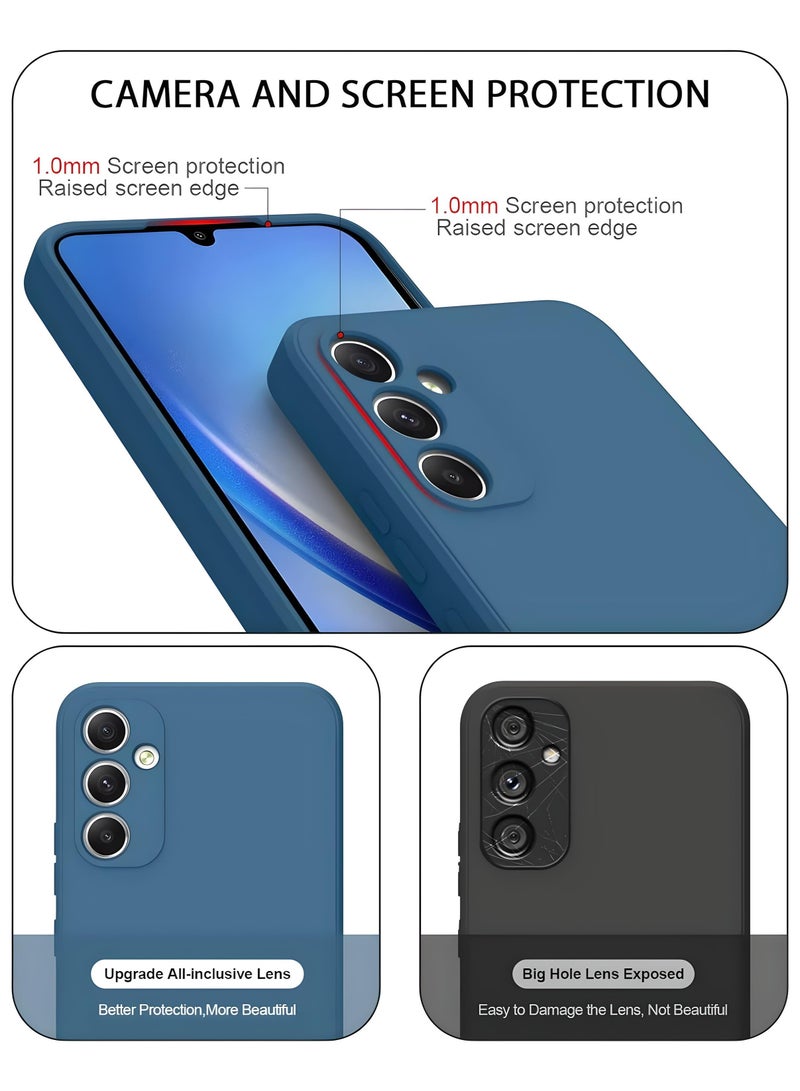 SARAOONT Samsung Galaxy M15- 2-Pack Matte Silicone Case Cover - Slim, Colorful, Good Grip (Black, Blue) - Image 4