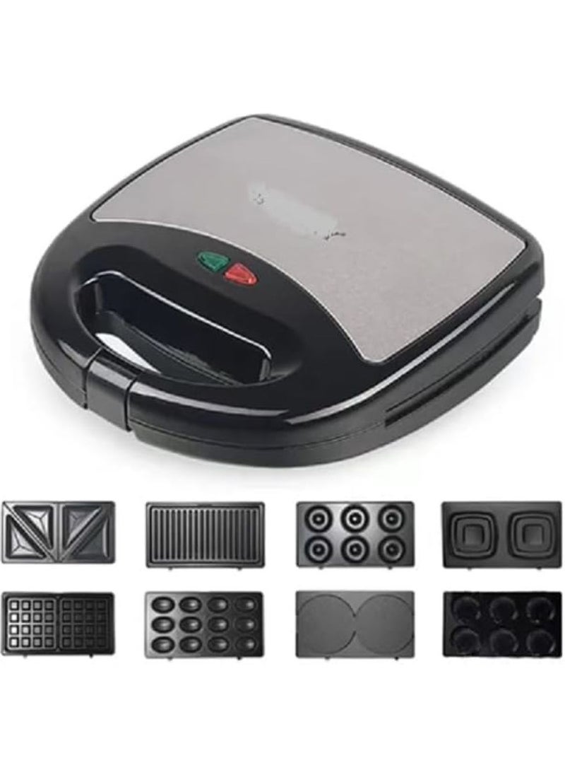 Jamaki 8 in 1 Sandwich and Dessert Maker 1500W Non-Stick Coating, Fixing Clip, Easy to Use and Clean Multipurpose for Waffles, Sandwiches, Donuts, Nuts - JMK2014