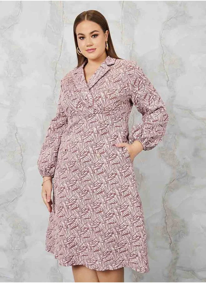 Styli Jacquard A-Line Blazer Midi Dress