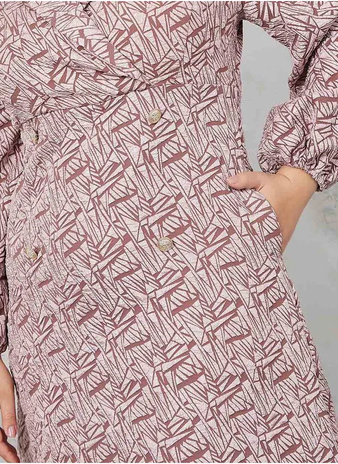 Styli Jacquard A-Line Blazer Midi Dress