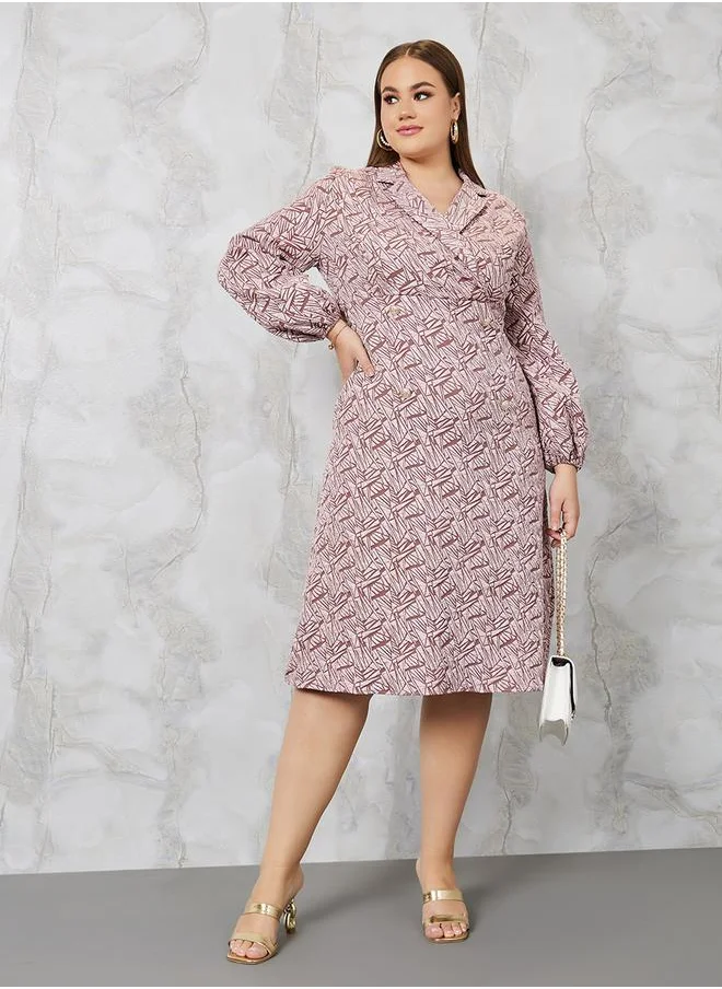 Styli Jacquard A-Line Blazer Midi Dress