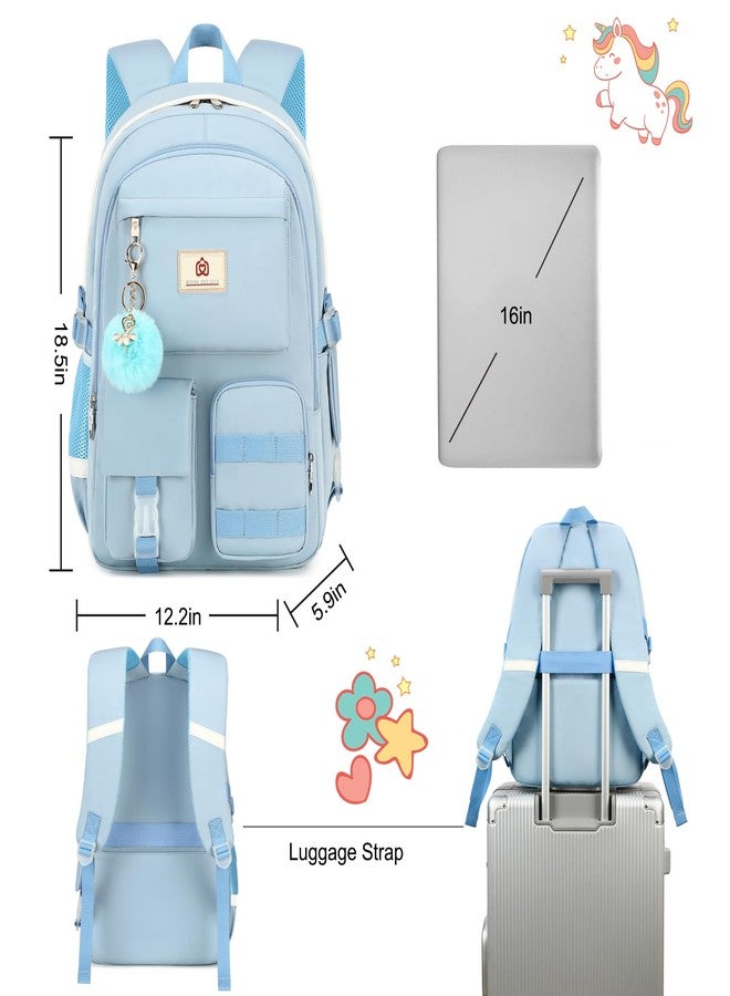 KIDNUO Backpack for girls Laptop Backpacks 15.6 Inch College Cute Bookbag Anti Theft Primary Elementary School Bag Daypack, Blue, Large, Sc - Image 5