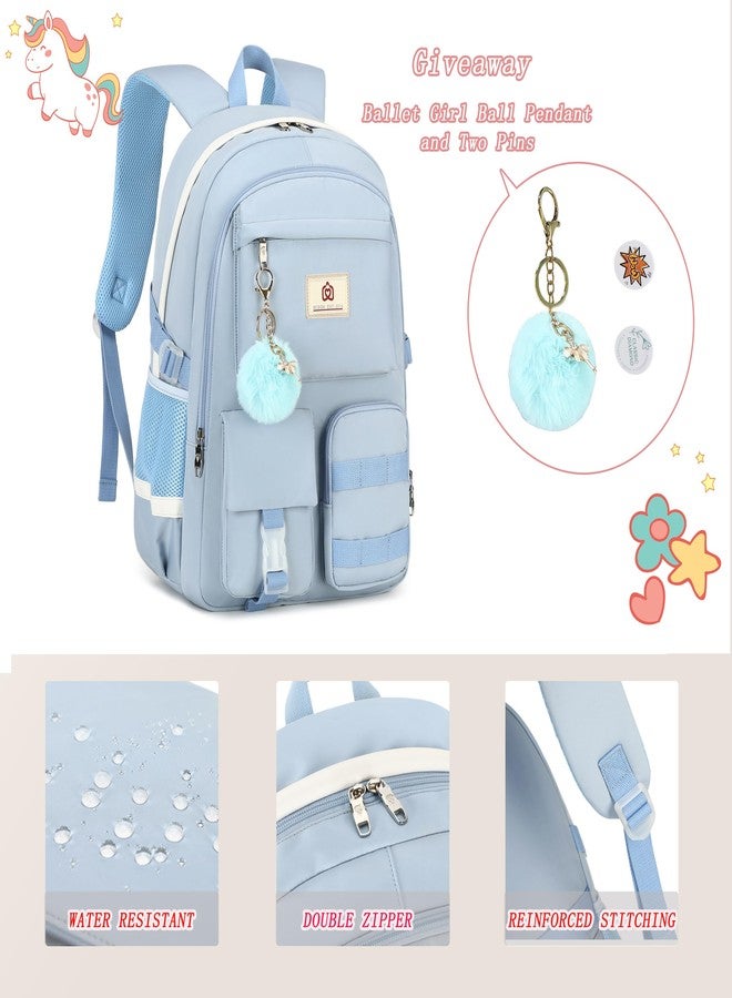 KIDNUO Backpack for girls Laptop Backpacks 15.6 Inch College Cute Bookbag Anti Theft Primary Elementary School Bag Daypack, Blue, Large, Sc - Image 4