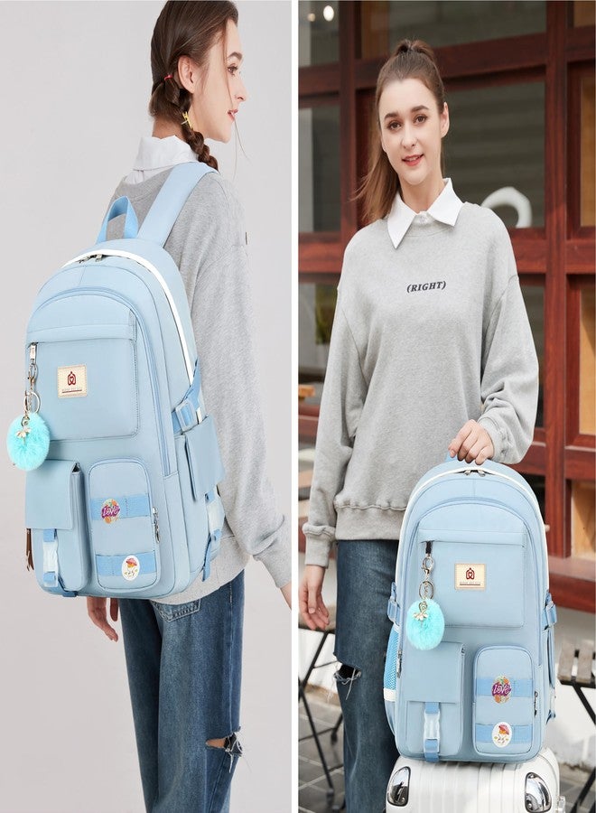 KIDNUO Backpack for girls Laptop Backpacks 15.6 Inch College Cute Bookbag Anti Theft Primary Elementary School Bag Daypack, Blue, Large, Sc - Image 2
