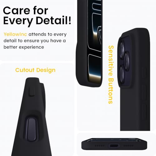 YellowInc 4-Layer Hybrid Liquid Silicone Case Cover for iPhone 17 Pro Max (2025), Microfiber Lining, Shockproof Hard PC, Soft Feel Coating (Liquid Black, iPhone 17 Pro Max) - Image 5