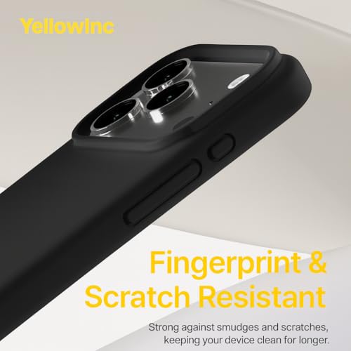 YellowInc 4-Layer Hybrid Liquid Silicone Case Cover for iPhone 17 Pro Max (2025), Microfiber Lining, Shockproof Hard PC, Soft Feel Coating (Liquid Black, iPhone 17 Pro Max) - Image 4