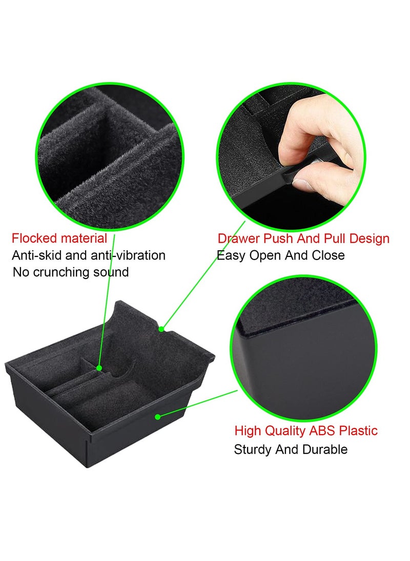 KYD - Center Console Organizer Tray Cup Holder Insert 4PCS Upgrade for 2021 2022 2023 Tesla Model 3 Y Interior Accessories Flocked Organizer Armrest Hidden Cubby Drawer Storage Box ABS Material Custom Fit - Image 1