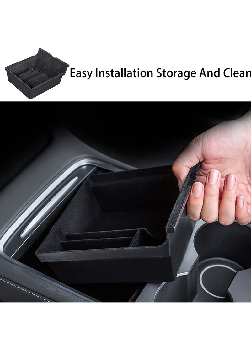 KYD - Center Console Organizer Tray Cup Holder Insert 4PCS Upgrade for 2021 2022 2023 Tesla Model 3 Y Interior Accessories Flocked Organizer Armrest Hidden Cubby Drawer Storage Box ABS Material Custom Fit - Image 1