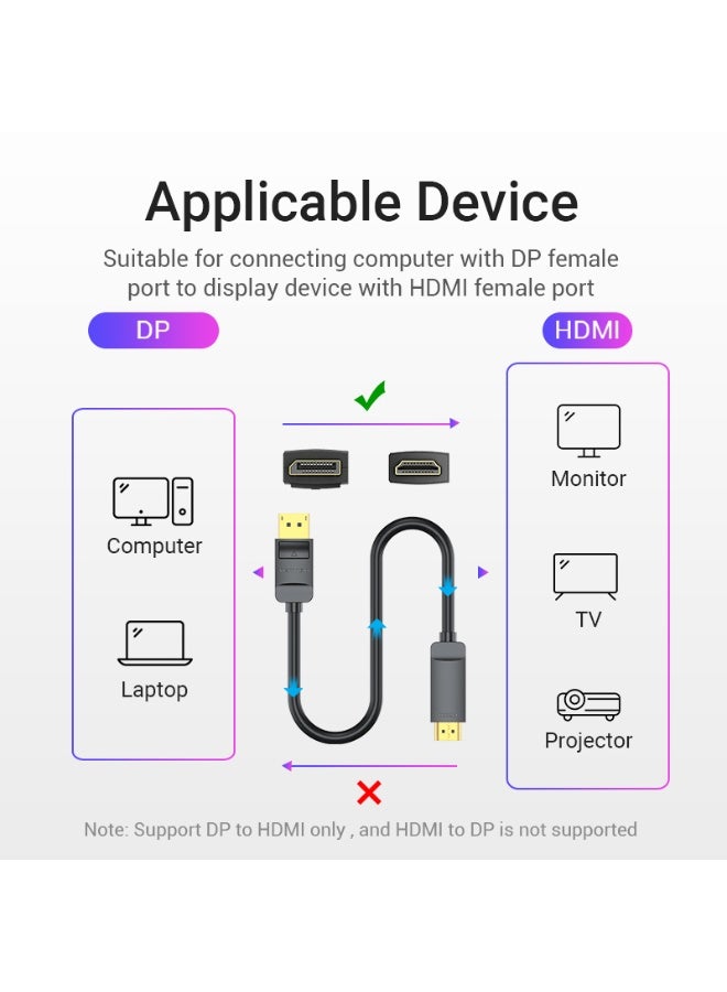 VENTION 4K DisplayPort to HDMI Cable 1M Black Model # HAGBF - Image 2
