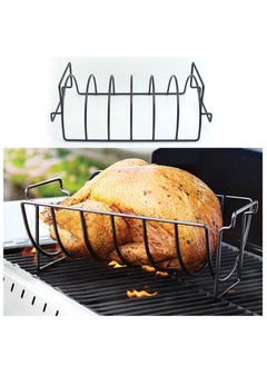 Generic Stainless Steel Grill Stand Portable BBQ Rib Rack with Non-Stick Coating Steak Holders for Camping Outdoor Cooking Roasting 35×19.5×12cm Barbecue Tool  - Image 3