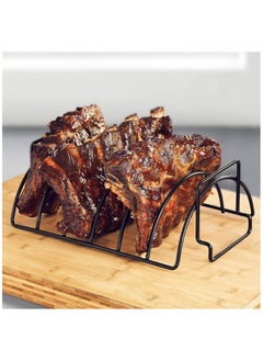 Generic Stainless Steel Grill Stand Portable BBQ Rib Rack with Non-Stick Coating Steak Holders for Camping Outdoor Cooking Roasting 35×19.5×12cm Barbecue Tool  - Image 4