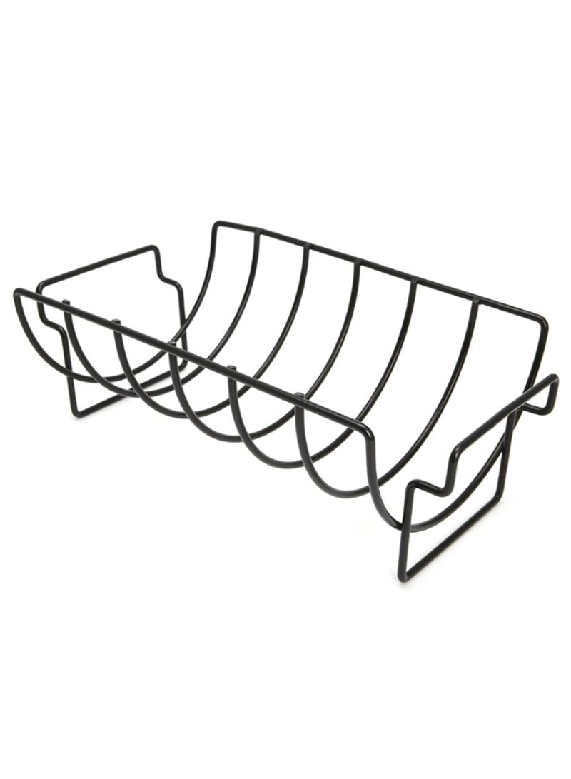 Generic Stainless Steel Grill Stand Portable BBQ Rib Rack with Non-Stick Coating Steak Holders for Camping Outdoor Cooking Roasting 35×19.5×12cm Barbecue Tool - Image 1