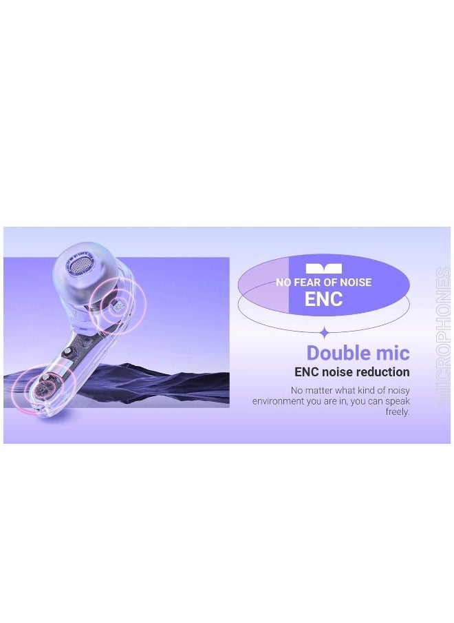 Generic True Wireless Display Bluetooth Earbuds with Environmental Noise Cancellation (ENC) Enhanced Bass Delivery Dual 13mm Drivers, Double Stereo Noise Cancellation Headset with Dual Mics Pink  - Image 2