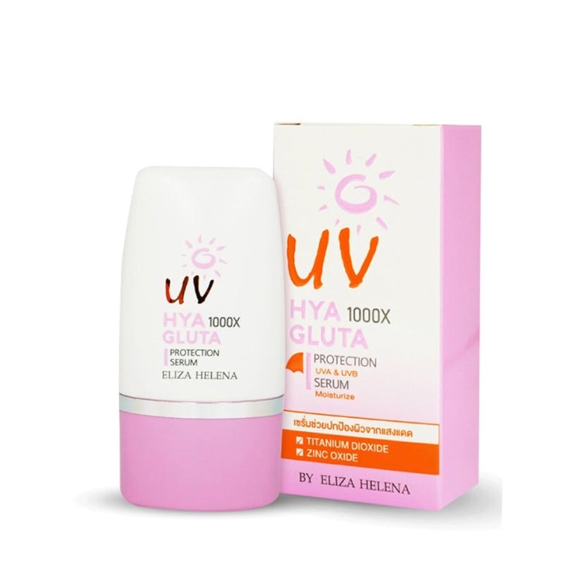 HANI PO هاني بو إليزا هيلينا حماية UV HYA غلوتا 1000X 30 جرام سيروم UVAUVB تايلاند عبوة من 1 واقي شمس مرطب طبيعي للنساء تنظيف طبيعي للنساء الفتيات الرجال البالغين كريم للنساء الفتيات كريم للوجه كريم للجسم للنساء الفتيات - Image 1