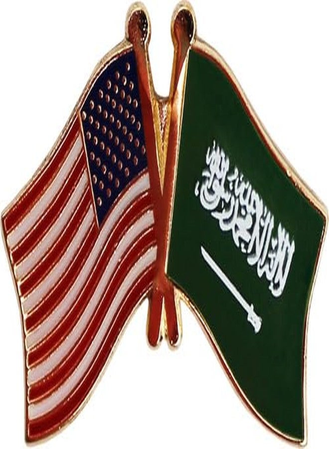 فلاجلاين دبوس صداقة معدني مصبوب على شكل علم الولايات المتحدة الأمريكية والمملكة العربية السعودية، مزود بمشبك على شكل فراشة - Image 2