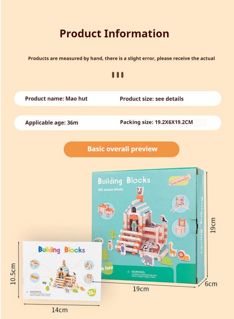 Children's wooden building blocks, mortise and tenon structure assembly, Luban Little Architecture Teacher particle building blocks, house puzzle toys  - Image 2