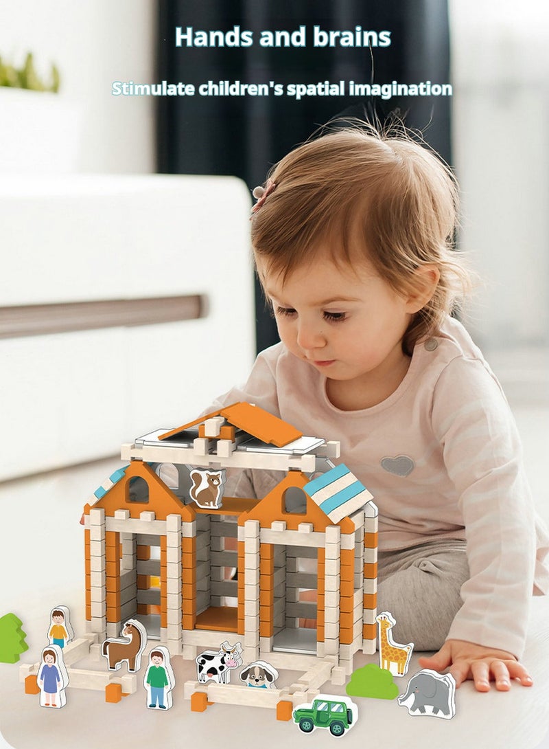Children's wooden building blocks, mortise and tenon structure assembly, Luban Little Architecture Teacher particle building blocks, house puzzle toys  - Image 4